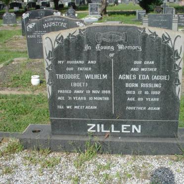 ZILLEN Theodore Wilhelm -1969 &amp; Agnes Eda RISSLING -1992