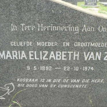 ZYL Maria Elizabeth, van 1892-1974