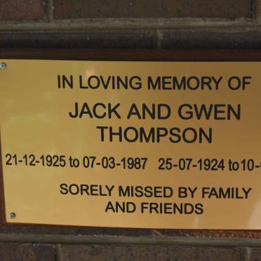 THOMPSON Jack 1925-1987 &amp; Gwen 1924-2016