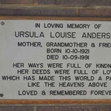 ANDERSON Ursula Louise 1921-1991