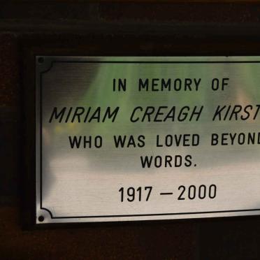 KIRSTEN Miriam Creagh 1917-2000