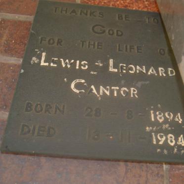 CANTOR Lewis Leonard 1894-1984