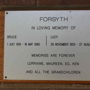 FORSYTHE Bruce 1919-1980 &amp; Lucy 1920-2002