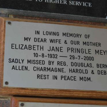 MEYER Elizabeth Jane Pringle 1932-2000