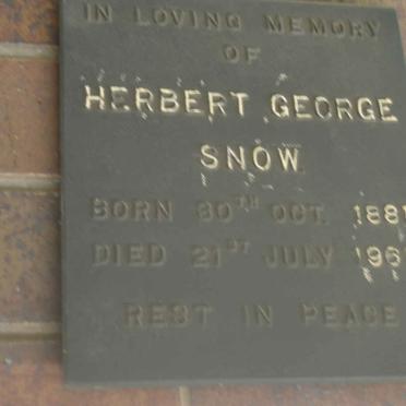 SNOW Herbert George 1881-1967