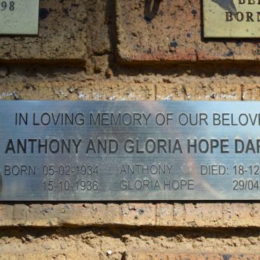 DARN Anthony 1934-2014 &amp; Gloria Hope 1936-2006