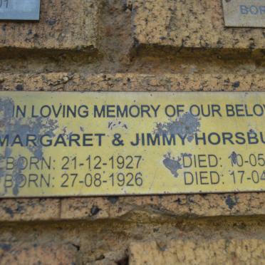 HORSBURGH Jimmy 1926-2008 &amp; Margaret 1927-2006