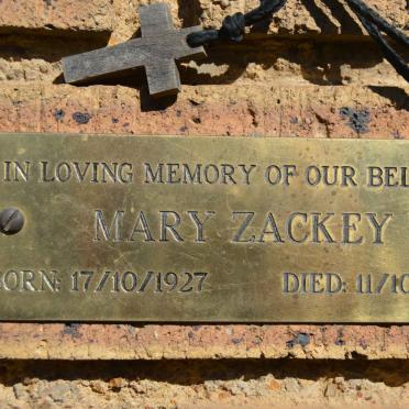 ZACKEY Mary 1927-2000