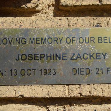 ZACKEY Josephine 1923-2009