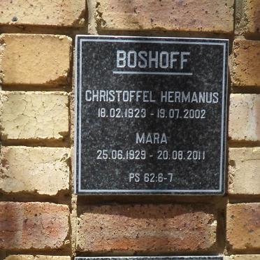 BOSHOFF Christoffel Hermanus 1923-2002 &amp; Mara 1929-2011