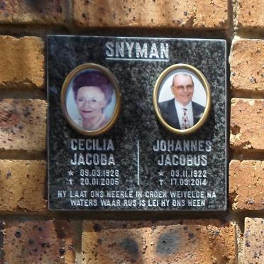 SNYMAN Johannes Jacobus 1922-2014 &amp; Cecilia Jacoba 1926-2005