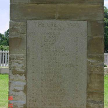 Plaque on memorial - Great War 1914-1918