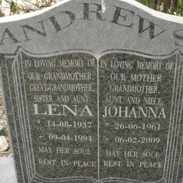 ANDREWS Lena 1937-1994 :: ANDREWS Johanna 1961-2009