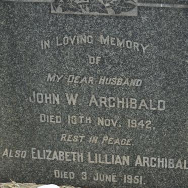 ARCHIBALD John W. -1942 &amp; Elizabeth Lillian -1951