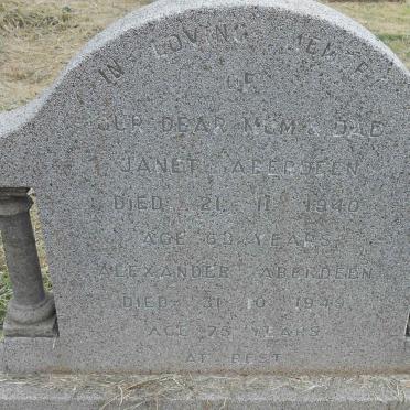 ABERDEEN Alexander -1949 &amp; Janet -1940