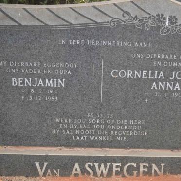 ASWEGEN Benjamin, van 1911-1983 &amp; Cornelia Johanna Anna 1909-