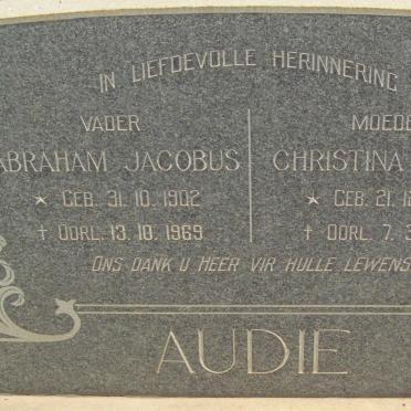 AUDIE Abraham Jacobus 1902-1969 &amp; Christina Maria 1906-1966