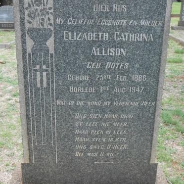 ALLISON Elizabeth Cathrina nee BOTES 1866-1947