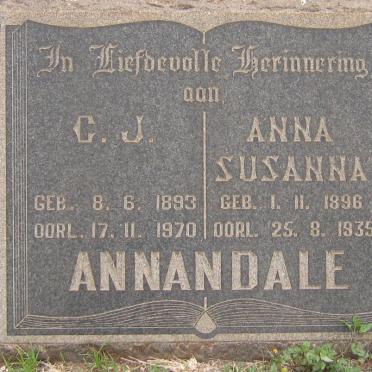 ANNANDALE C.J. 1893-1970 &amp; Anna Susanna 1896-1935