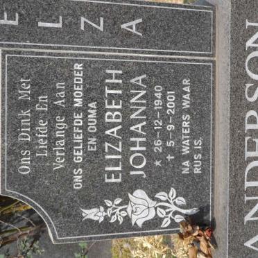ANDERSON Elizabeth Johanna 1940-2001