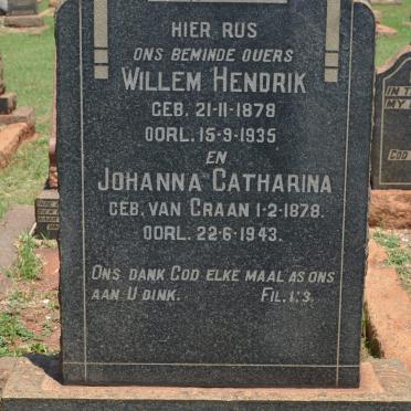 BARNARD Willem Hendrik 1878-1935 &amp; Johanna Catharina VAN GRAAN 1878-1943