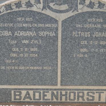 BADENHORST Petrus Johannes 1884-1973 &amp; Jacoba Adriana Sophia VAN ZYL 1885-1954