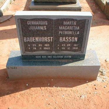 BADENHORST Gerhardus Johannes 1913-1943 &amp;  Martie Magaretha Petronella BASSON 1917-1996