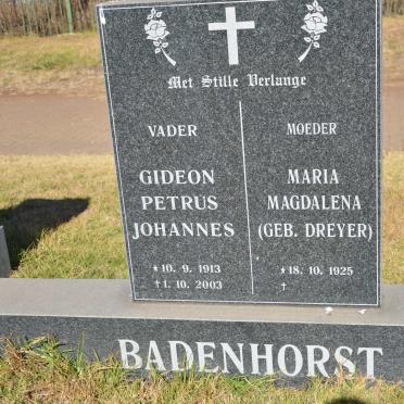 BADENHORST Gideon Petrus Johannes 1913-2003 &amp; Maria Magdalena DREYER 1925-