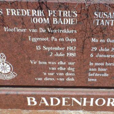 BADENHORST Johannes Frederik Petrus 1912-1981 &amp; Susanna Margaretha Hen? 1912-1994