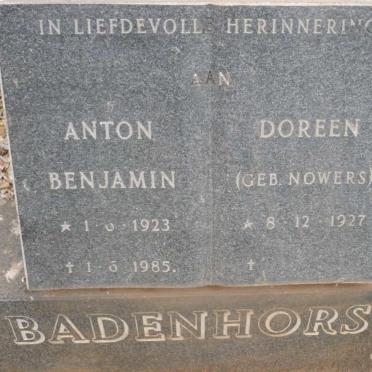 BADENHORST Anton Benjamin 1923-1985 &amp; Doreen NOWERS 1927-