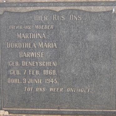 BARWISE Marthina Dorothea Maria nee DENEYSCHEN 1868-1945