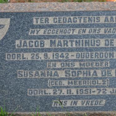 BEER Jacob Marthinus, de -1942 &amp; Susanna Sophia MEERHOLZ -1951