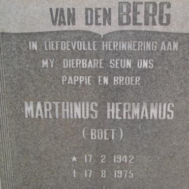 BERG Marthinus Hermanus, van den 1942-1975