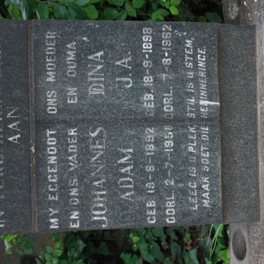 BEER Johannes Ada, de 1892-1958 &amp; Dina J.A. 1898-1962