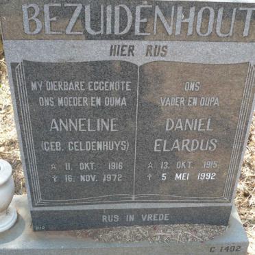 BEZUIDENHOUT Daniel Elardus 1915-1992 &amp; Anneline GELDENHUYS 1916-1972