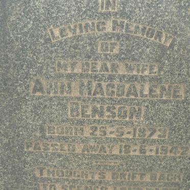 BENSON Ann Magdalene 1873-1942