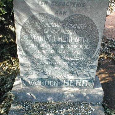 BERG Maria Emerentia, van den nee DU PLOOY 1890-1935