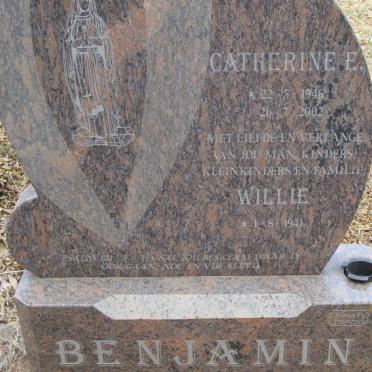 BENJAMIN Willie 1941- &amp; Catherine E. 1946-2002