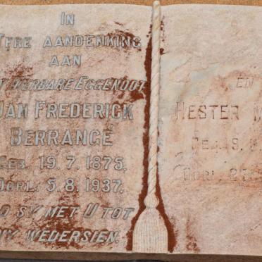 BERRANGÉ Jan Frederick 1875-1937 &amp; Hester Maria 1881-1971