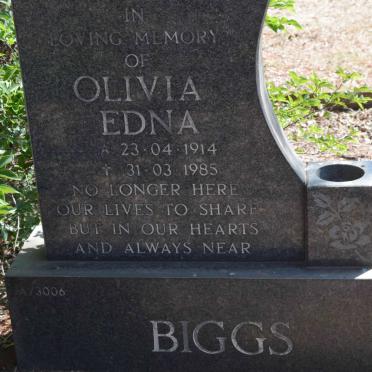 BIGGS Olivia Edna 1914-1985
