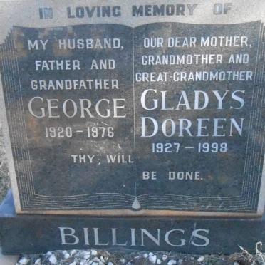 BILLINGS George 1920-1976 &amp; Gladys Doreen 1927-1998