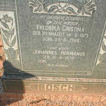 BOSCH Johannes Hermanus 1870- &amp; Fredrika Cristina MYNHARDT 1873-1946
