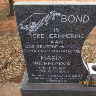 BOND Maria Wilhelmina 1915-2001