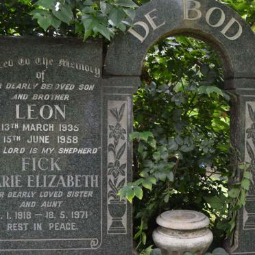 BOD Harry, de 1909-1966 &amp; Caroline Laura 1913-1981 :: FICK Marie Elizabeth 1918-1971:: DE BOD Leon 1935-1958