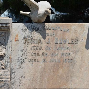 BOWLES Maria J. nee DE LANGE 1908-1937