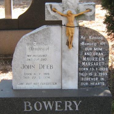 BOWERY John Deeb 1919-1974 &amp; Maureen Margaret 1929-1999