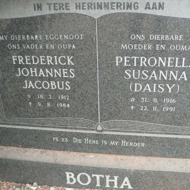 BOTHA Frederick Johannes Jacobus 1912-1984 &amp; Petronella Susanna 1916-1991