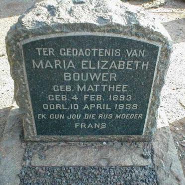 BOUWER Maria Elizabeth nee MATTHEE 1893-1938