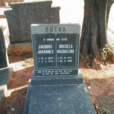 BOTHA Jacobus Johannes 1922-1976 &amp; Orgsela Magdalena 1922-1999