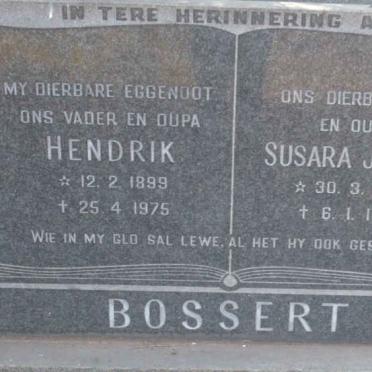 BOSSERT Hendrik 1899-1975 &amp; Susara Jacoba 1899-1990
